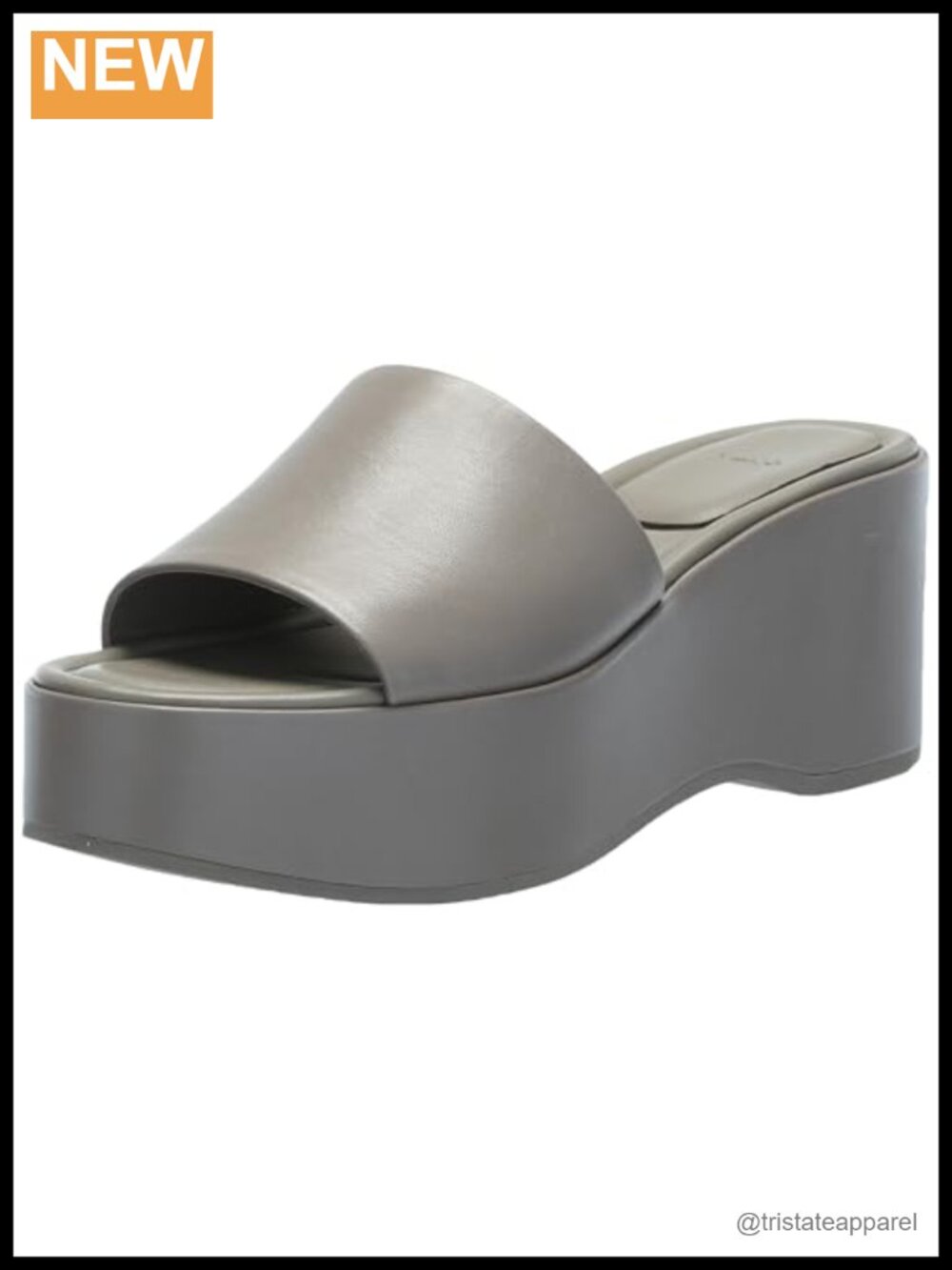 Leather Platform Wedge Slide Sandals 3in Heel 1.5in Comfort